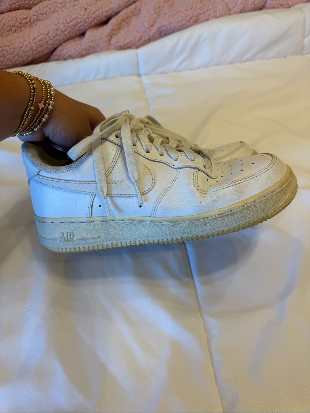 Nike White Leather Air Force 1 Low Sneakers